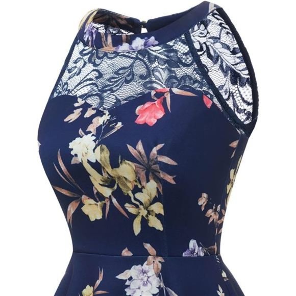 Women Wedding Dress Cocktail Halter Lace A-Line Party Short Vintage Homecoming - Picture 5 of 7